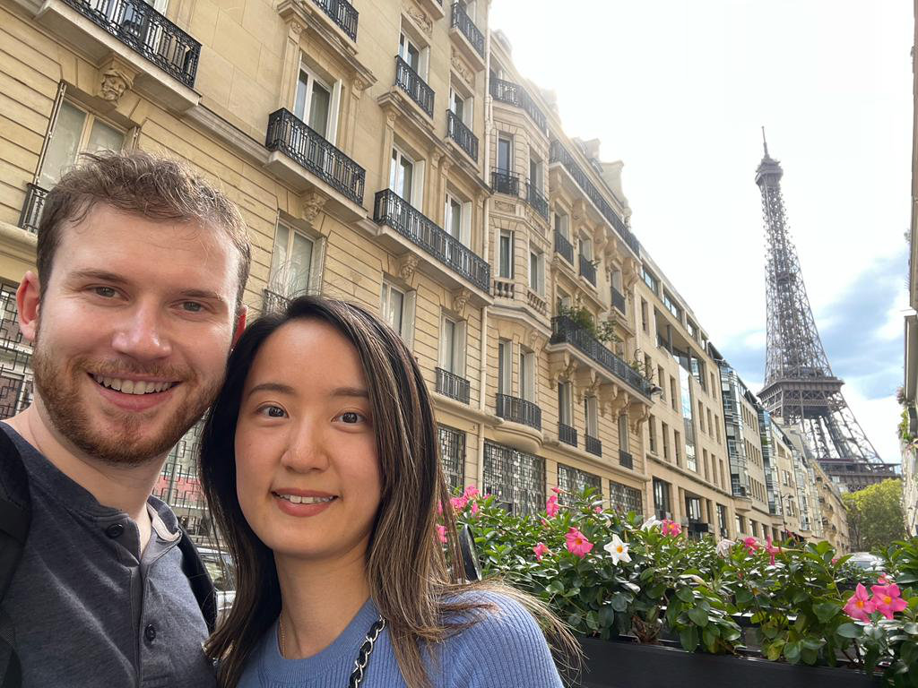 Wide Eiffel Tower photo of Marianne and Reuben